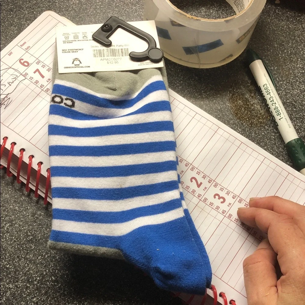 Branded Gray & Blue Novelty Socks